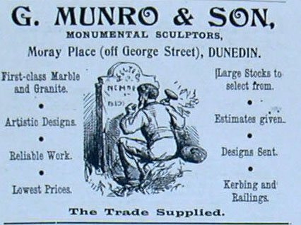 G. Munro and Son, Monumental Masons Advertisement